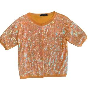 Twin-Set Vibrant‎ Orange Sequin Top Large
